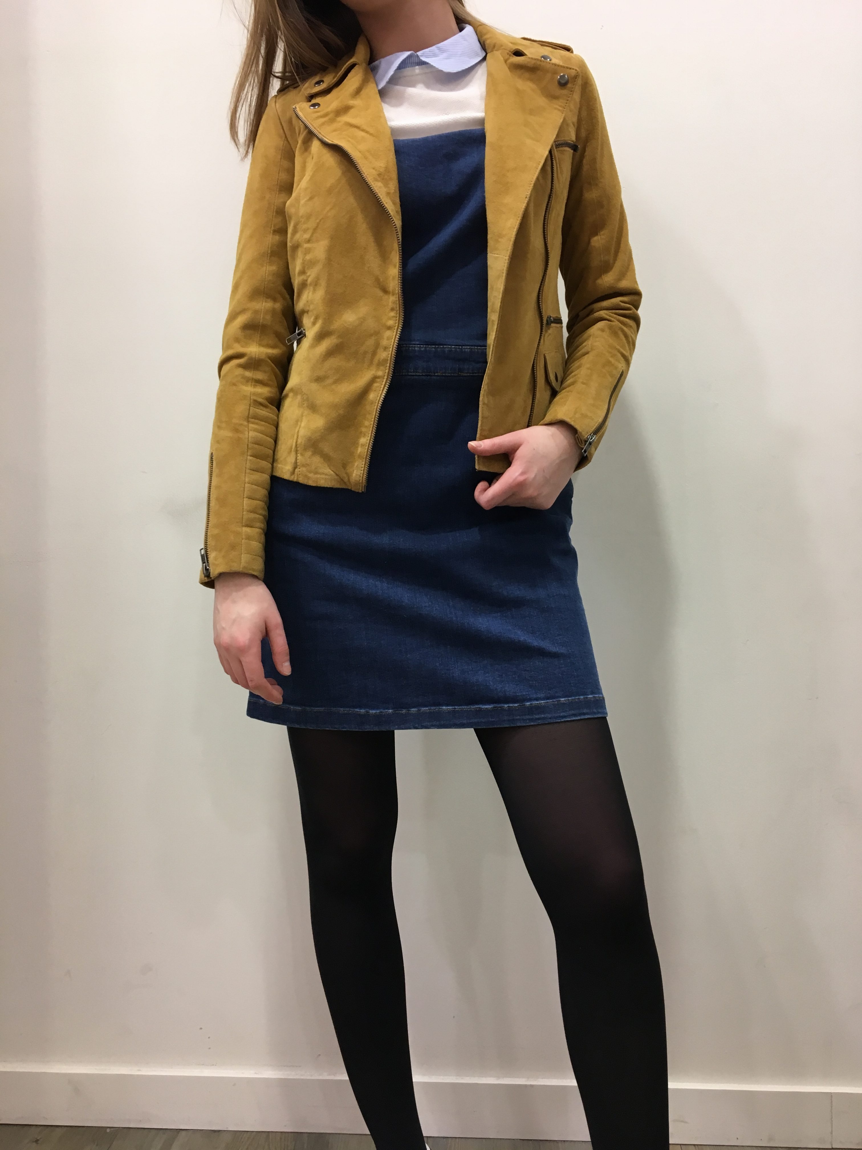 Look cuir moutarde NAF NAF