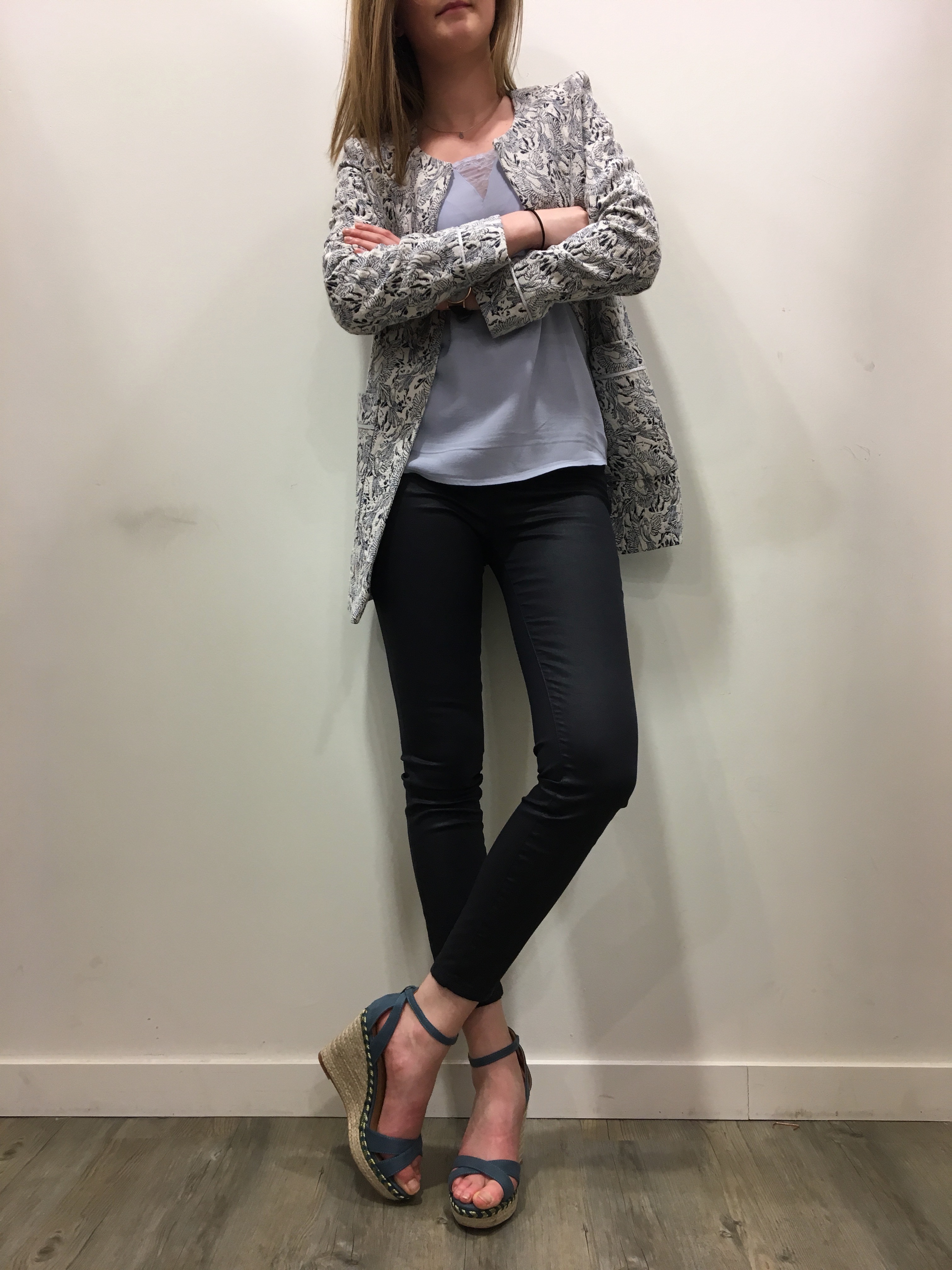 Look manteau jacquard NAF NAF