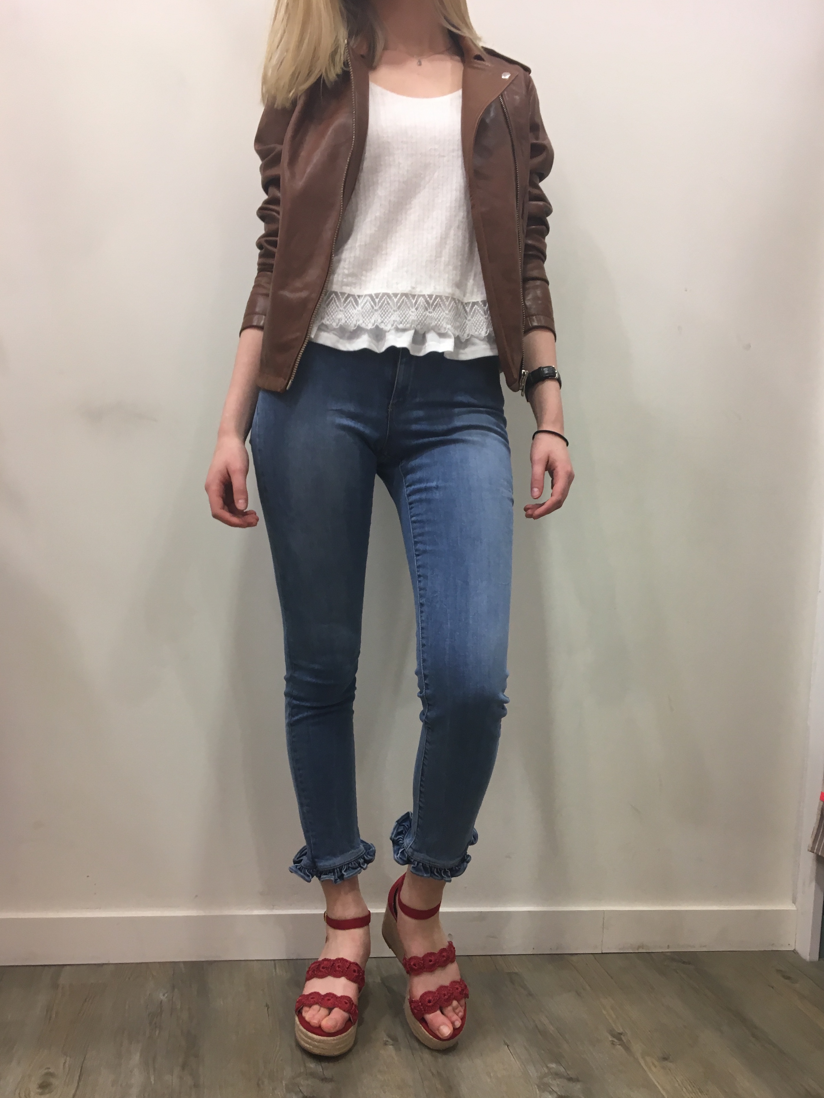 Cuir camel NAF NAF top en lin