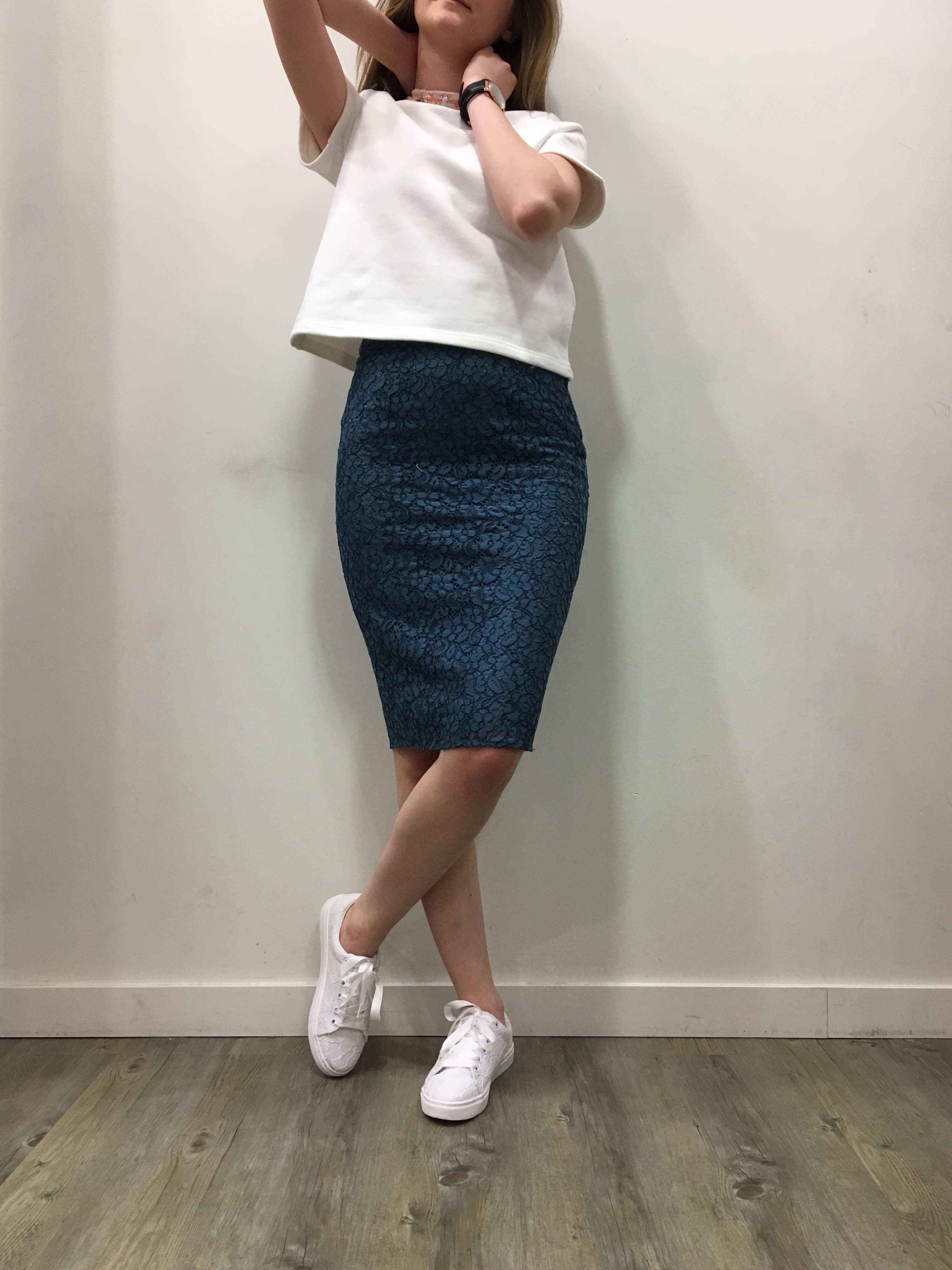 Jupe midi sweat col bijoux NAF NAF