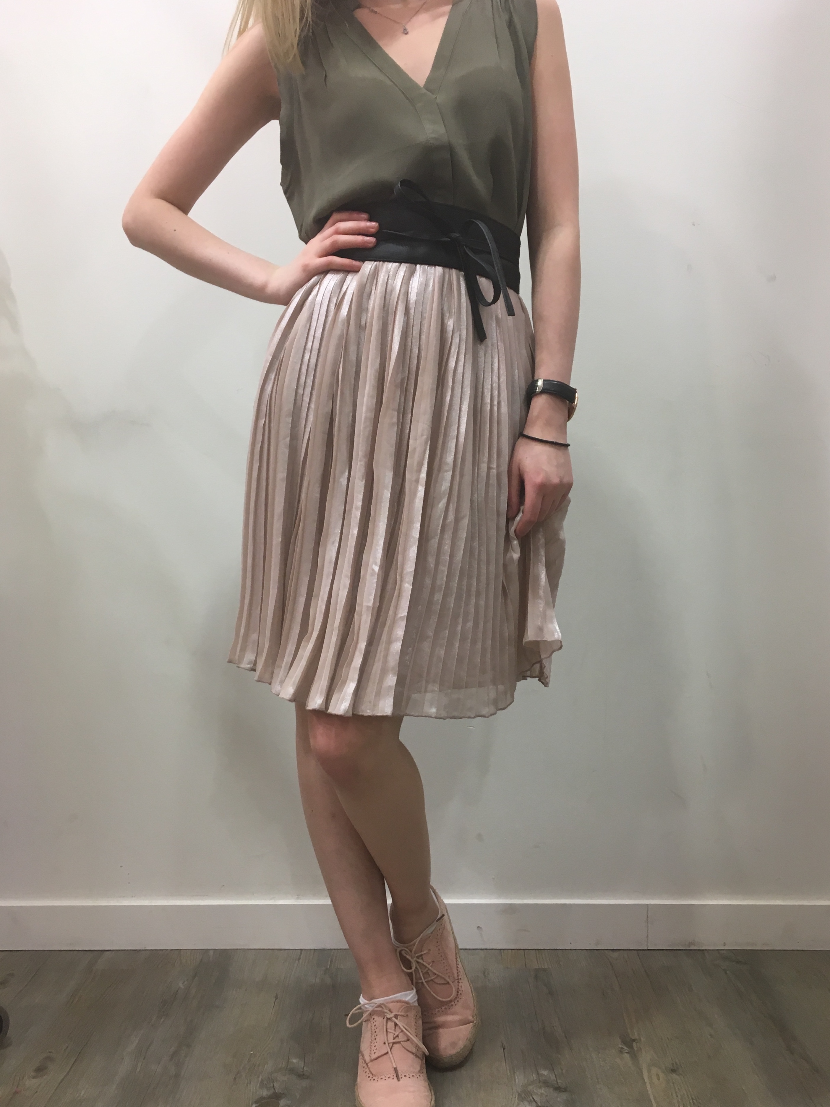 Jupe plissée fluide midi