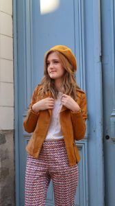 Veste en cuir moutarde